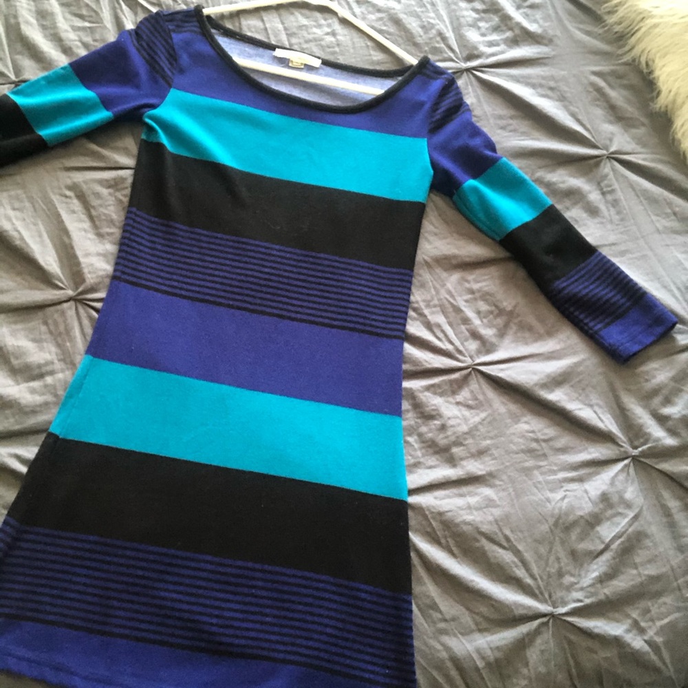 Derek Heart blue and black striped dress